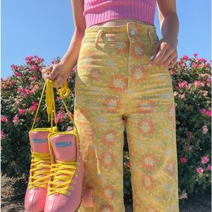 Zara Floral High Waisted Jeans